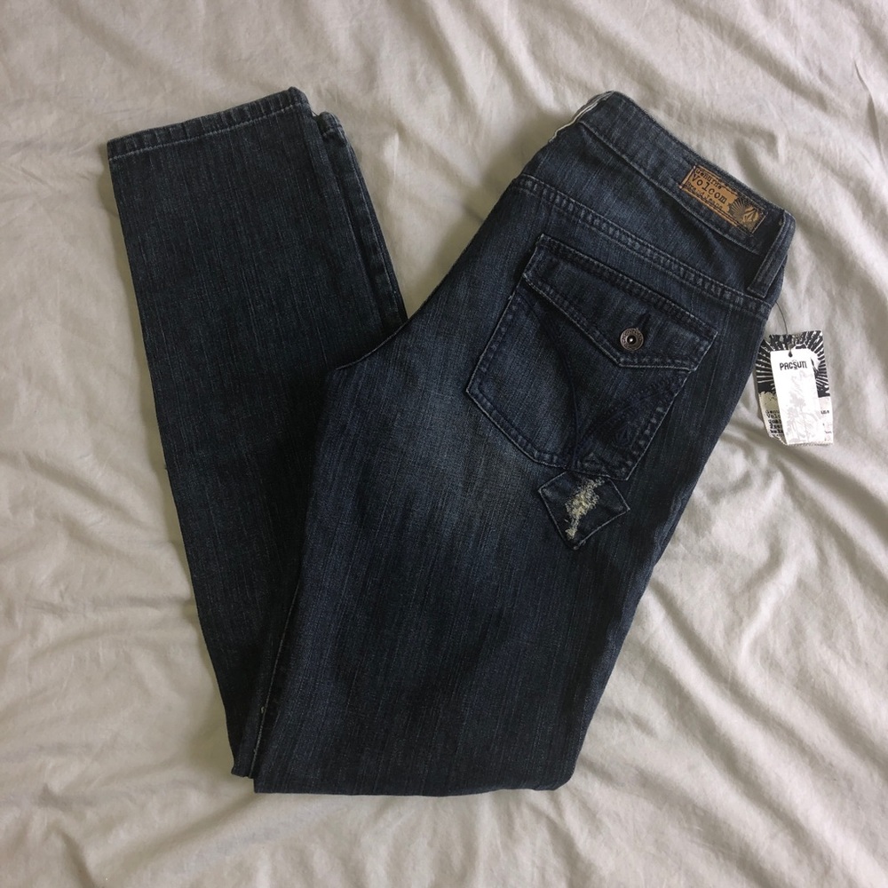 Volcum Super Skinny Blue Jeans, Distressed look